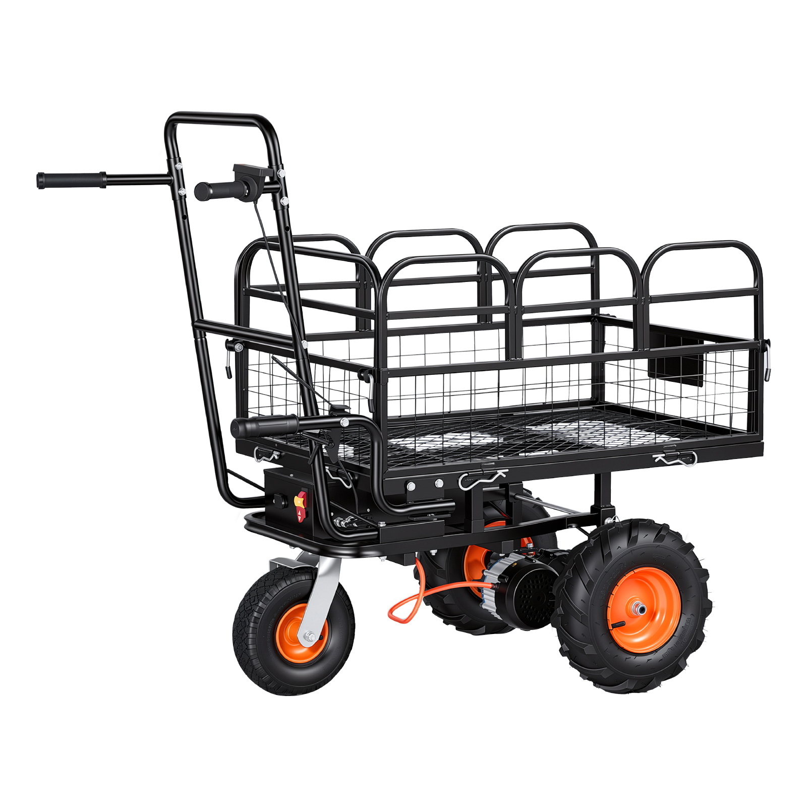 electric utility cart 36v 432wh battery powered electric wagon 500w power wheelbarrow with brake 500 lbs load heavy duty steel garden cart for farm and yard all purpose modular   Product details 8