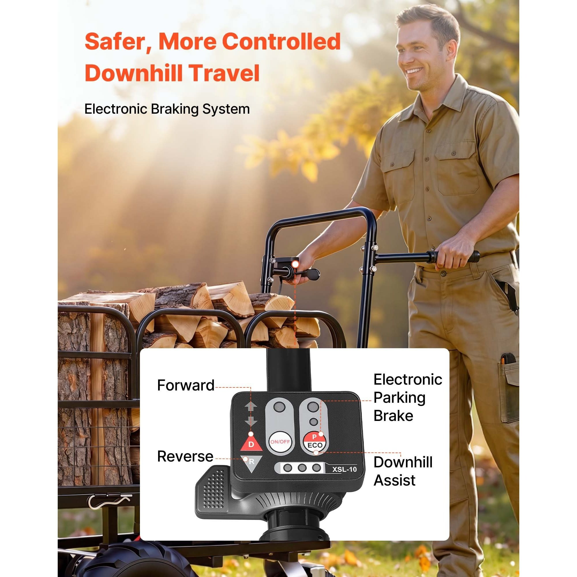 electric utility cart 36v 432wh battery powered electric wagon 500w power wheelbarrow with brake 500 lbs load heavy duty steel garden cart for farm and yard all purpose modular   Product details 5