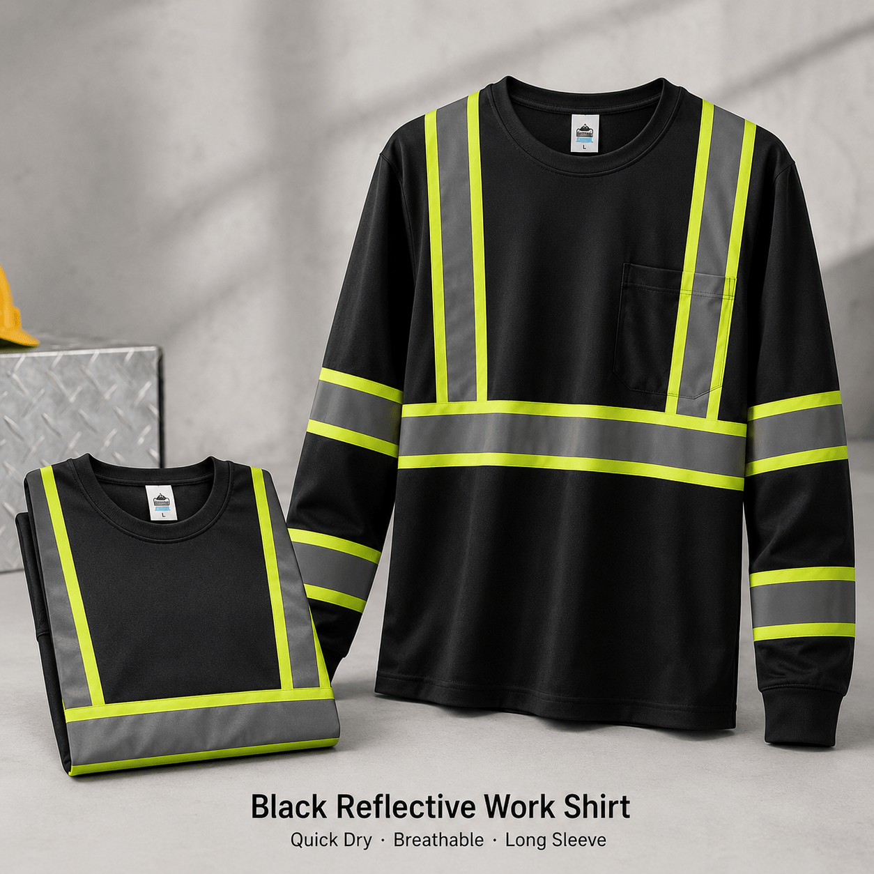 TEMU High Visibility Long Sleeve Shirts Reflective Hi Vis Safety Shirt For Men 2-3 Construction Shirt 1 Pack