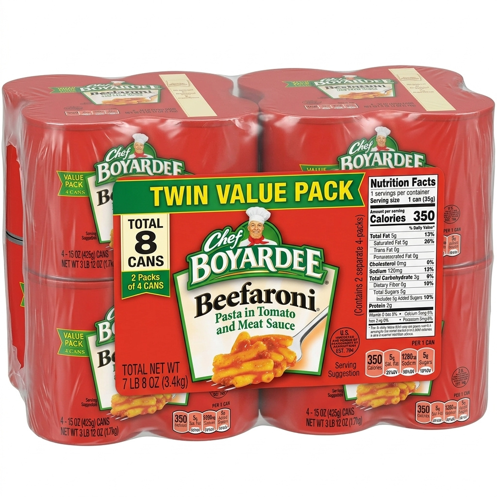 Homestyle Beef Ravioli in Rich Tomato Pasta Sauce – Ready-to-Eat Comfort Meal, 15 oz Can (Pack of 2, 4 Cans Each Pack)