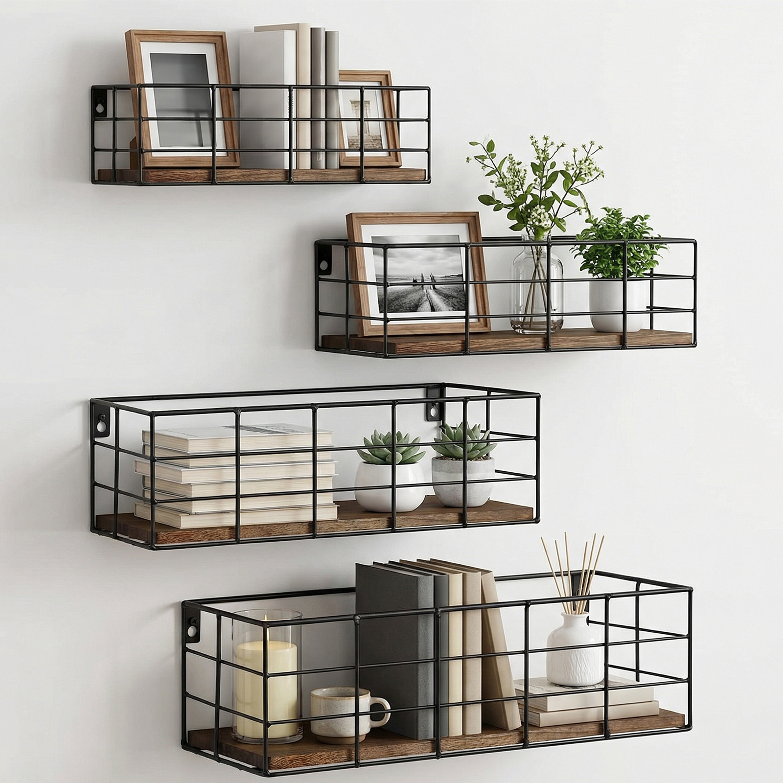 TEMU Tomnk Decorative Hanging Floating Shelves, 4 Sets Wall Mounted Display Shelves For Spring Decor, Gifting, Housewarming, Ideal For Entryway, Home