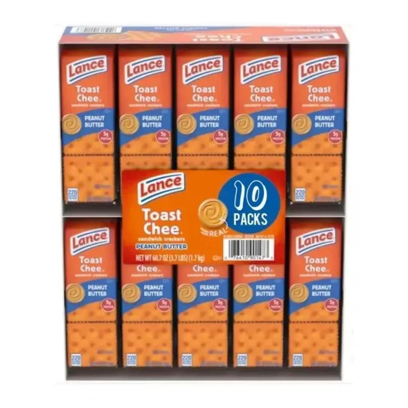 TEMU 2 Count - Lance Toasty Peanut Butter Mini Sandwich Crackers 10 Pack Each, Individual Wrapped Pantry Staples Snacks Best For Home, Offices &