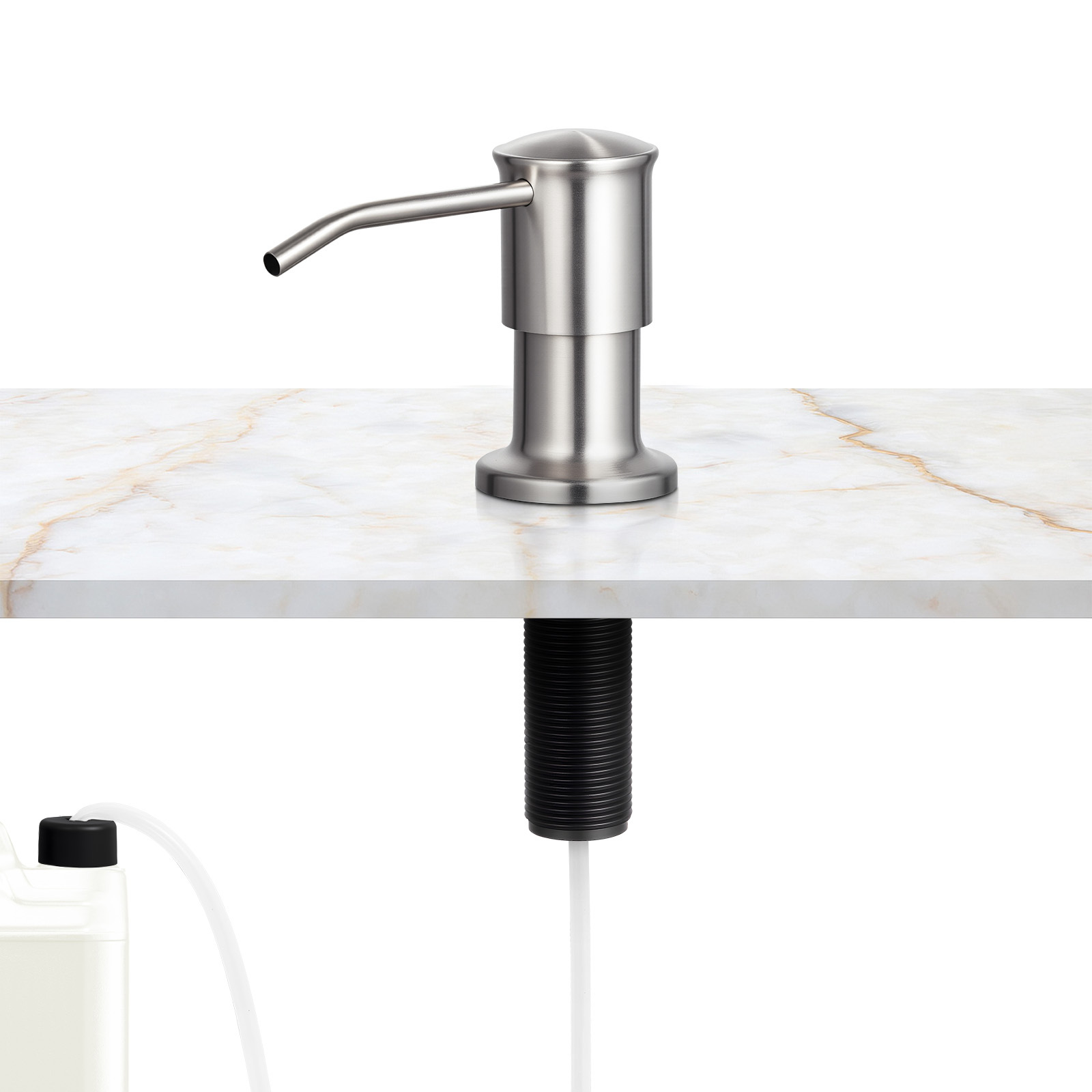 TEMU Vevor Soap Dispenser For Kitchen Sink, Stainless Steel Built In Sink Soap Dispenser With 47" Extension Tube Kit, Countertop Dish Soap-dispenser