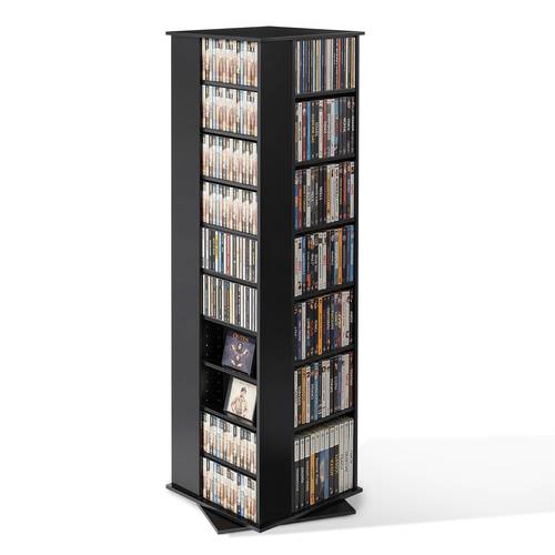 media storage cabinet cd rack tower 34 compartments rotating media for cds dvds books and game discs dvd stand for living room home office and recording room black