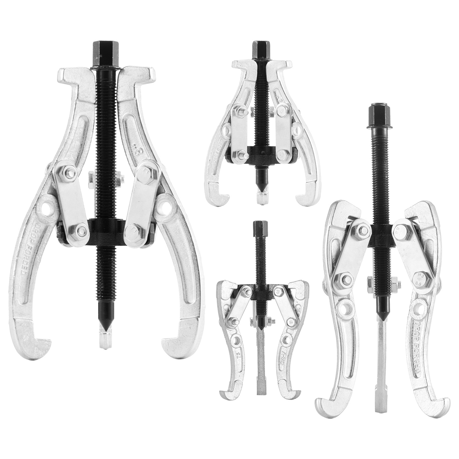 TEMU Vevor Gear Puller Set, 3 In/4 In/6 In/8 In 3 Jaw Bearing Puller With Reversible Jaws, 2 Jaw/3 Jaw Pulley Puller Tool, 4 Pcs Heavy Duty Bearing
