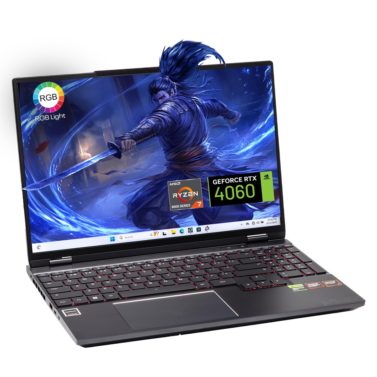   noir 15.3 240hz -   7 8745h (4.9ghz  ),   geforce   4060 8gb, pantalla qhd de 15.3 a 180hz, 16gb ddr5, 1tb ssd pcie, wi-fi 6, audio  , teclado kb rgb retroiluminado.