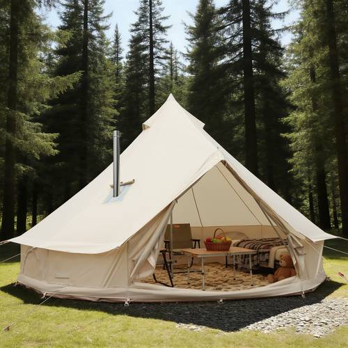 luxury oxford fabric bell tent yurt canvas tent with stove jack 4 6 8 person season camping