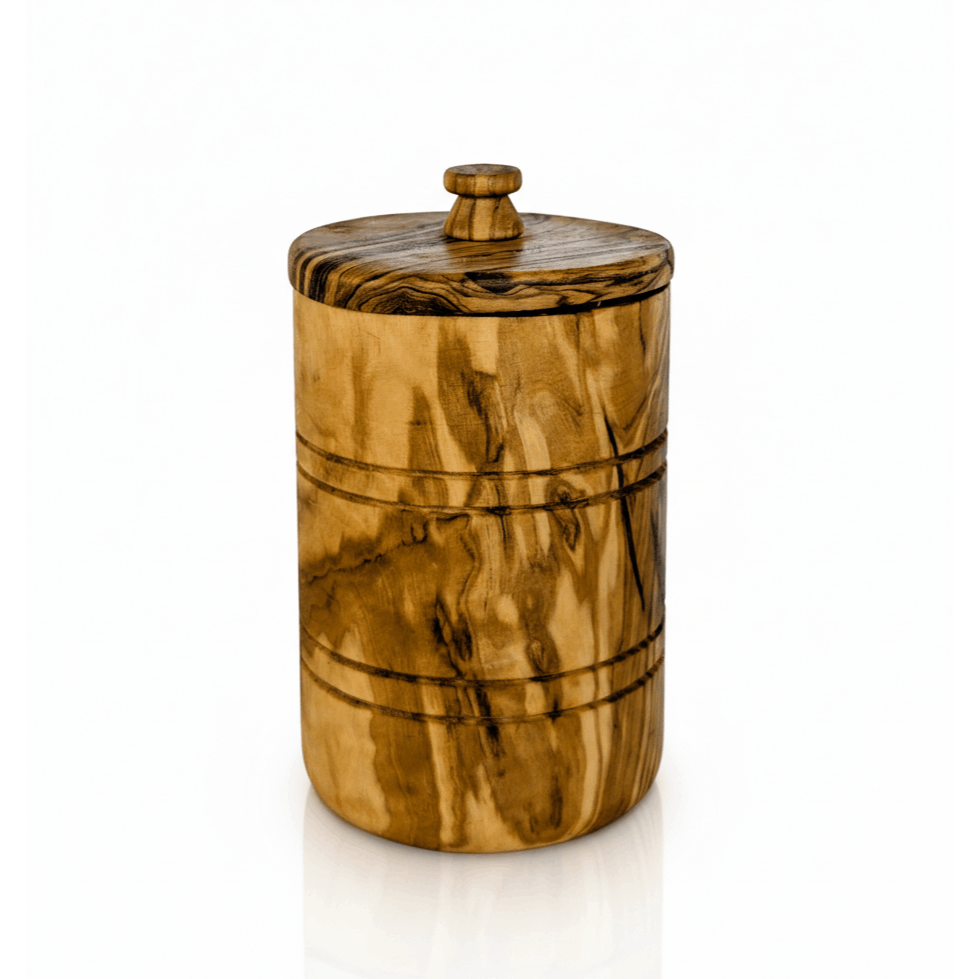 Olive Wood Spice Jar Salt Keeper W/lid: retailer-supplied image