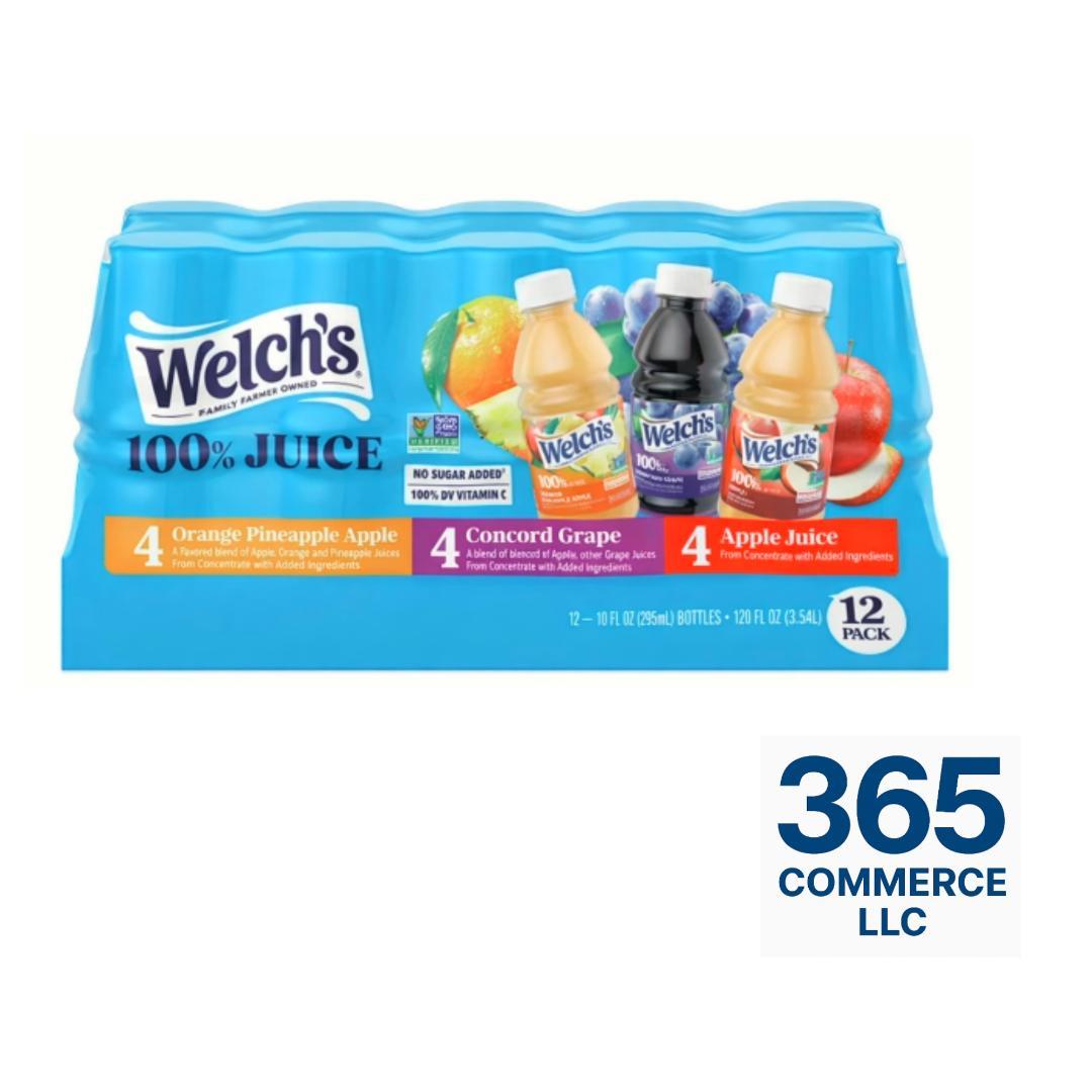 TEMU Title: 100% Juice Variety Pack 10 Fl. Oz. 4 Orange Pineapple Apple 4 Concord Grape 4 Apple Juice. 12 Packs Great For Every Season.