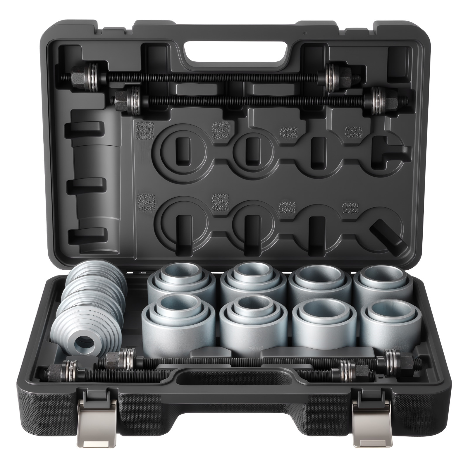 Vevor Pull And Press Sleeve Kit, 28 Pcs, Steel Bush Removal Insertion Sleeve Tools With Carrying Case, Compatible With Lcv And Hgv Engines, For Removing And Installing Bushings, Bearings, And Seals