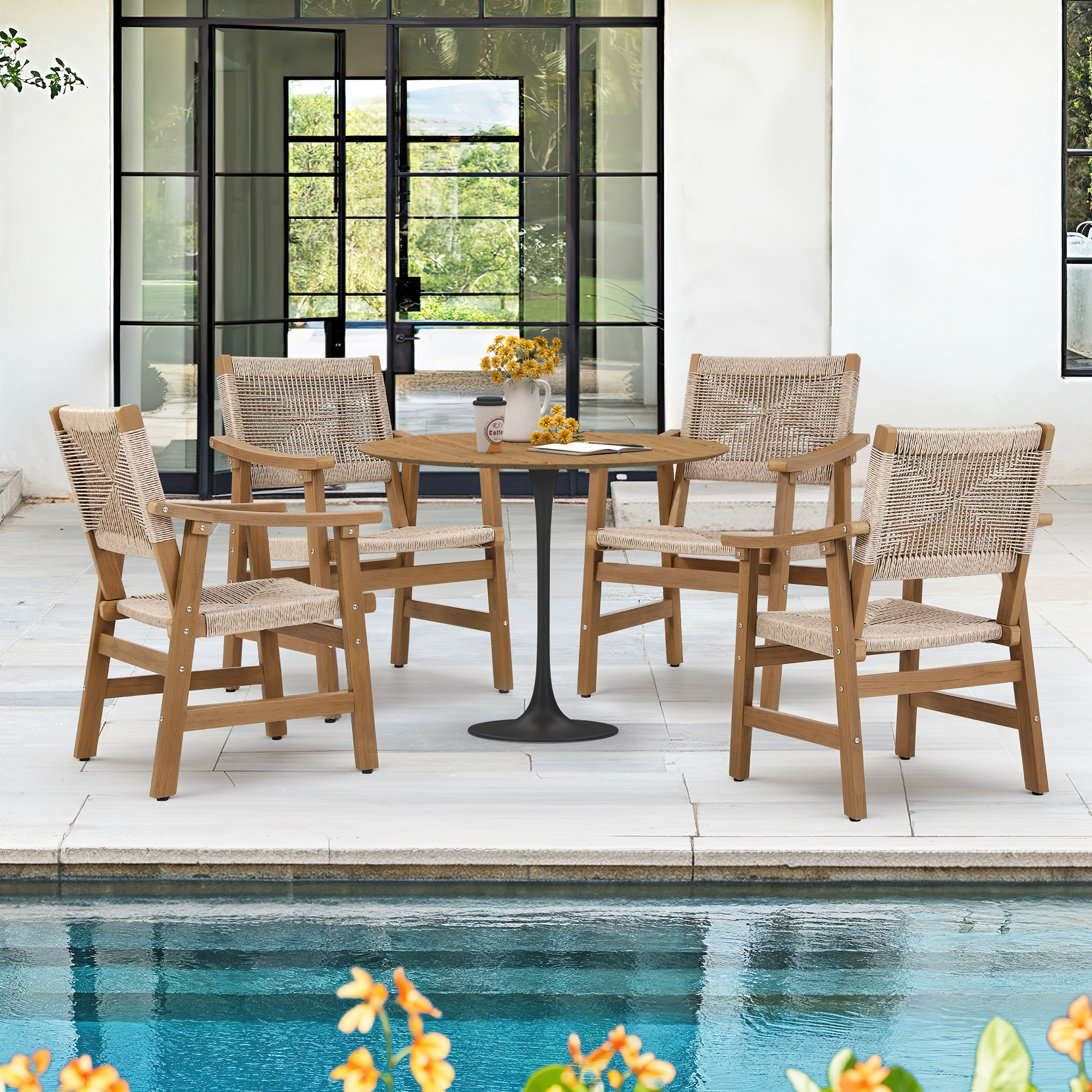 Outdoor Dining Chairs Set, Patio Dining Chairs Modern Rattan Dining Chair