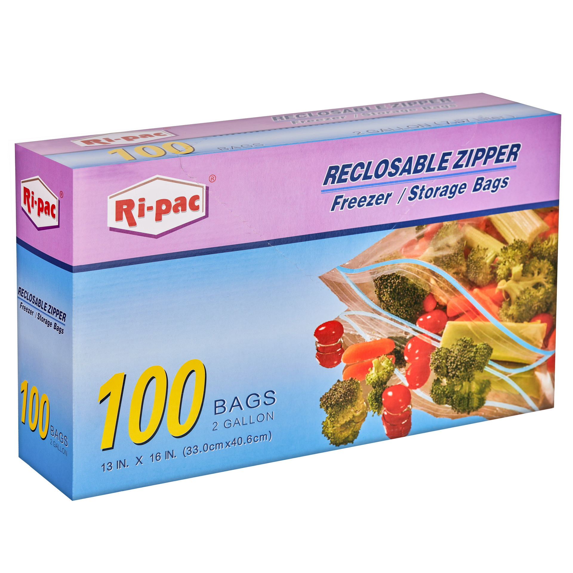 TEMU Reclosable Zipper Freezer Storage Bags, 100 Count, 2 Gallon