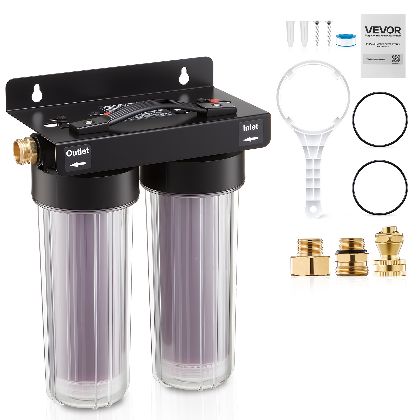 Vevor Deionized Water System For Car Wash, Car Wash Water System With 2 X 0.5l Color Changing Resin, Spot-free Deionized Water Filter For Cars Rvs Motorcycles Windows