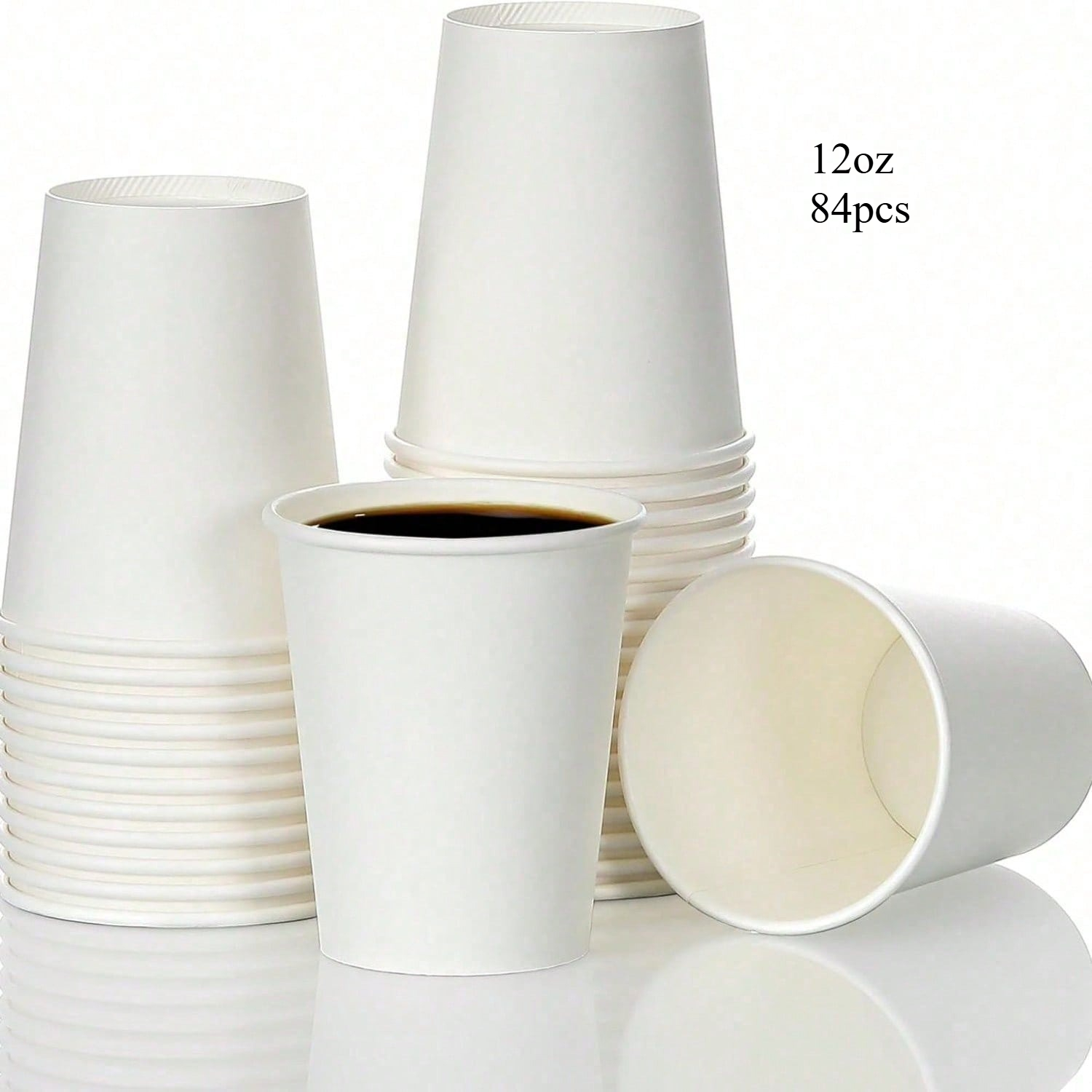 TEMU 84 Pack 12 Oz White Disposable Paper Cups For Hot Cold Drinks Coffee Tea Water Juice Party Cups Bulk Party Supplies