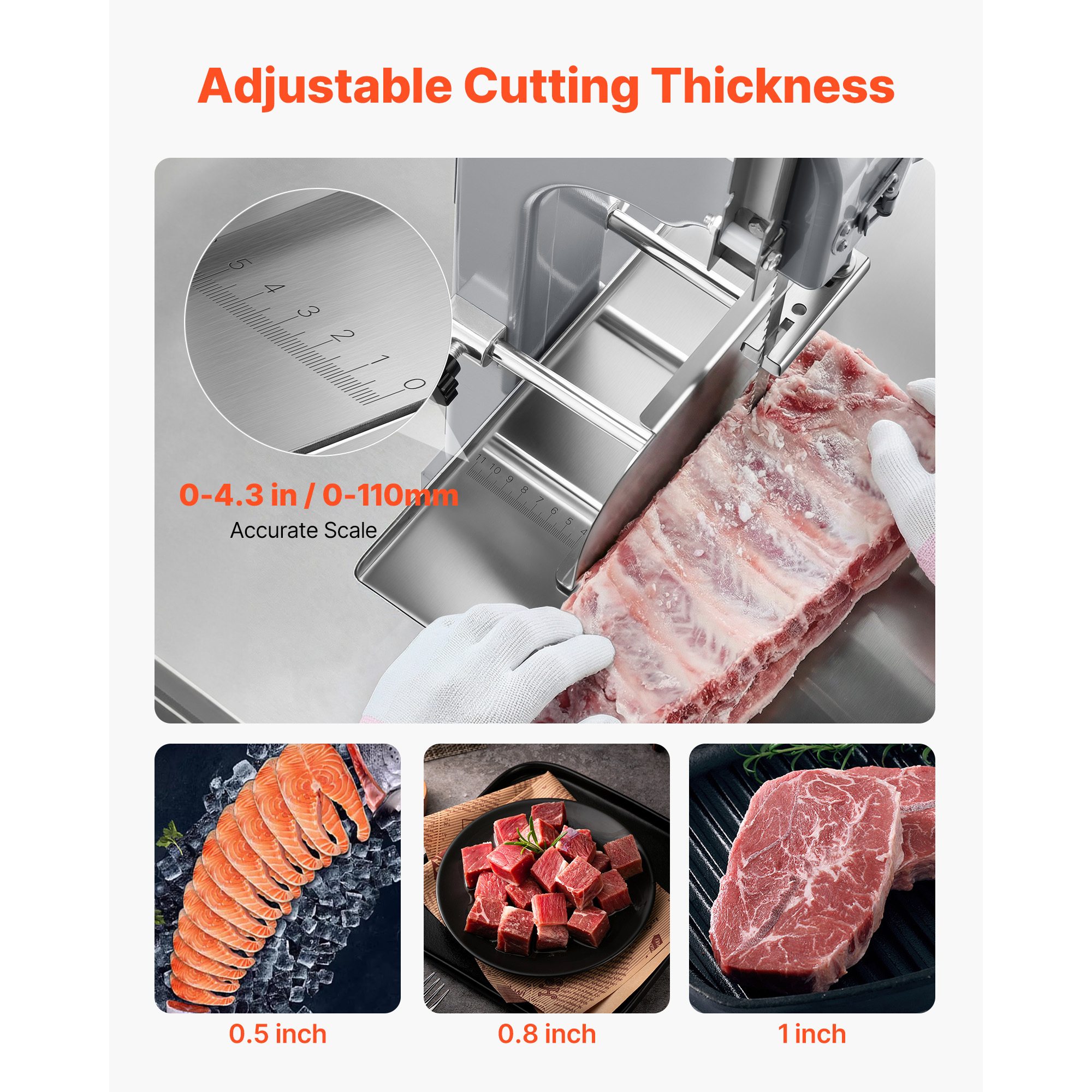 VEVOR Commercial Electric Meat Bandsaw, 1100W Bone Sawing Machine with 12.4