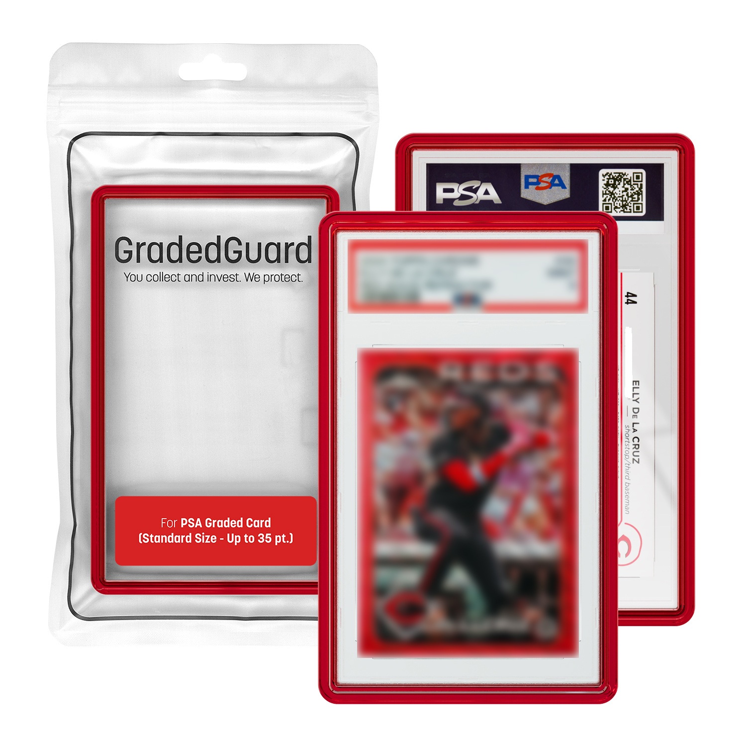 graded card protection for grading Premium Protector – 130pt PSA & CGC Slab Bumper Guard, UV & Scratch Resistant With Magnetic Closure, Aluminum Frame (Red) sized cards 200 CBG Card Saver 1