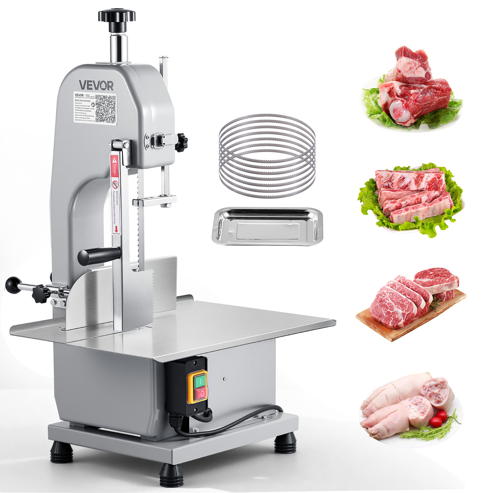 VEVOR Commercial Electric Meat Bandsaw, 1100W Bone Sawing Machine with 12.4