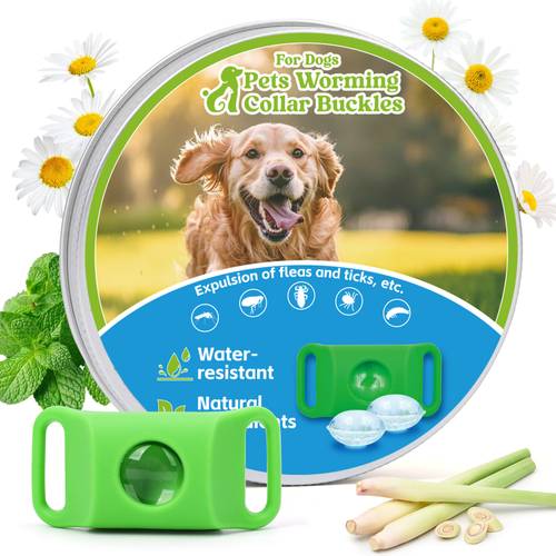 dog flea tick repellent tag with 3 peppermint essential oil capsules protection anywhere pet safe for indoor home backyard daily use