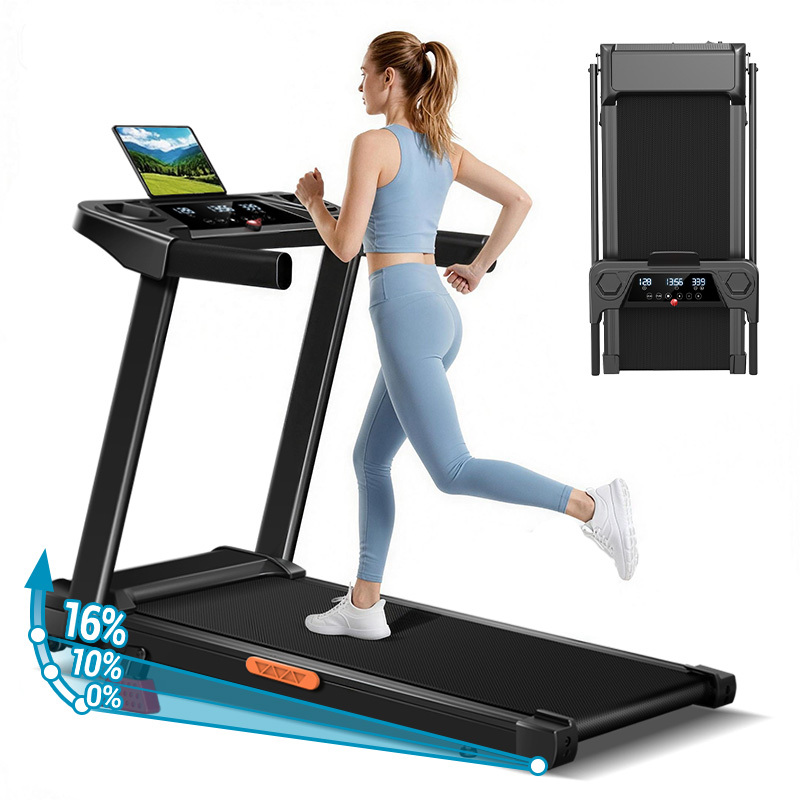 TEMU Treadmill With 16% Incline, Portable Treadmills For Home With Handle, Foldable Treadmills For Home And Office, 300 Lbs Weight Capacity, Screen