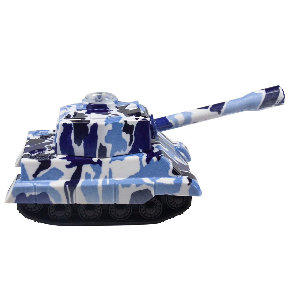 tank shape 4 layer herb grinder with detachable   entry hatch and tracks camo military   teeth crusher multifunction storage chamber pollen catcher heavy duty manual spice grinder tool novelty armored vehicle design collectible desk gadget portable travel size grinding device gift box packaging assorted   blue black colors for home outdoor use