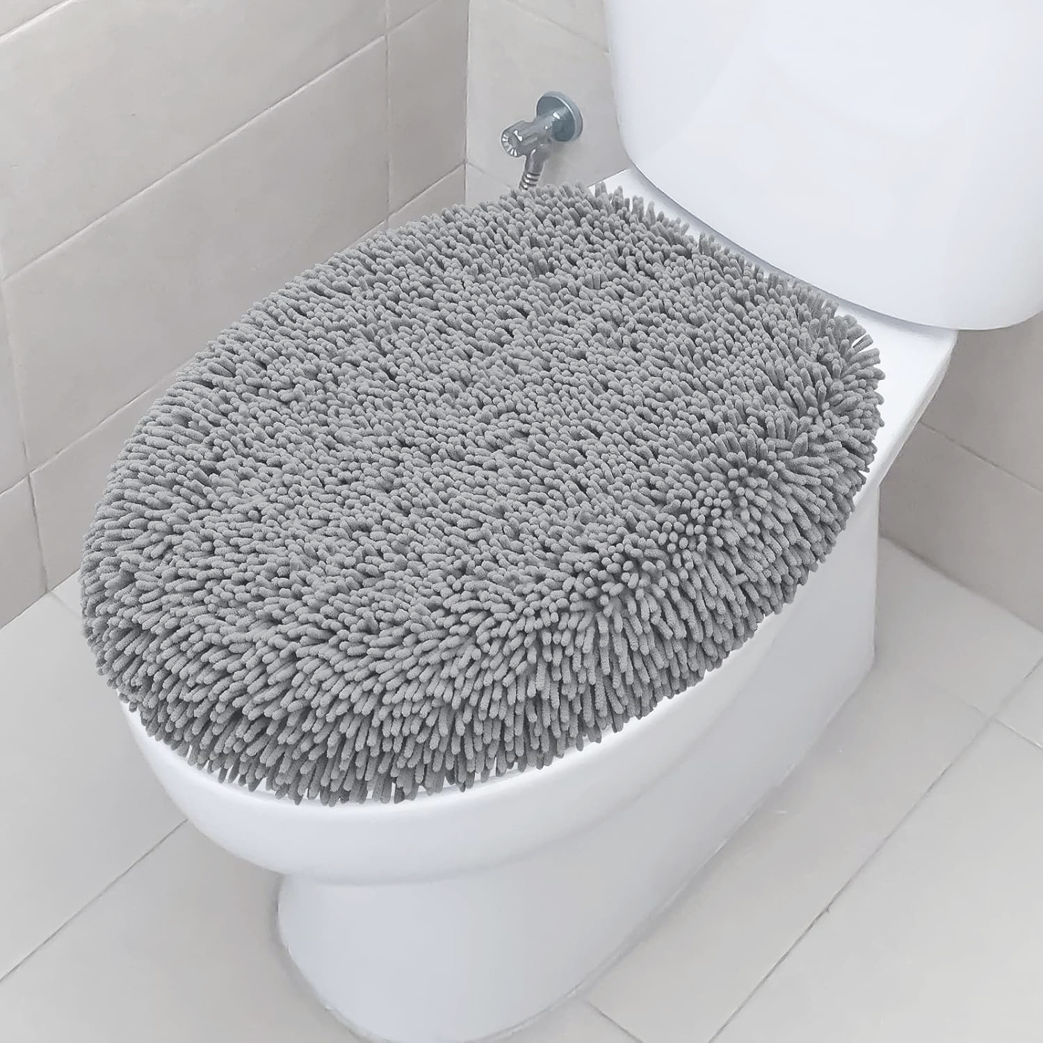 18"x18" - Light Grey Soft Cozy Plush Chenille Toilet Seat Cover