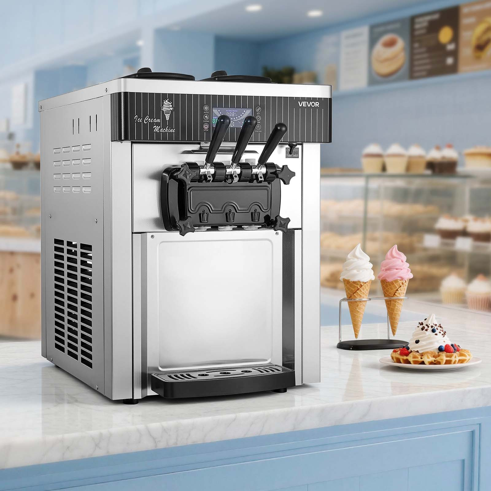 commercial ice cream machine 20 28l h   2200w 3 flavor countertop   ice cream maker pre cooling self cleaning for snack dessert shops Product details 7