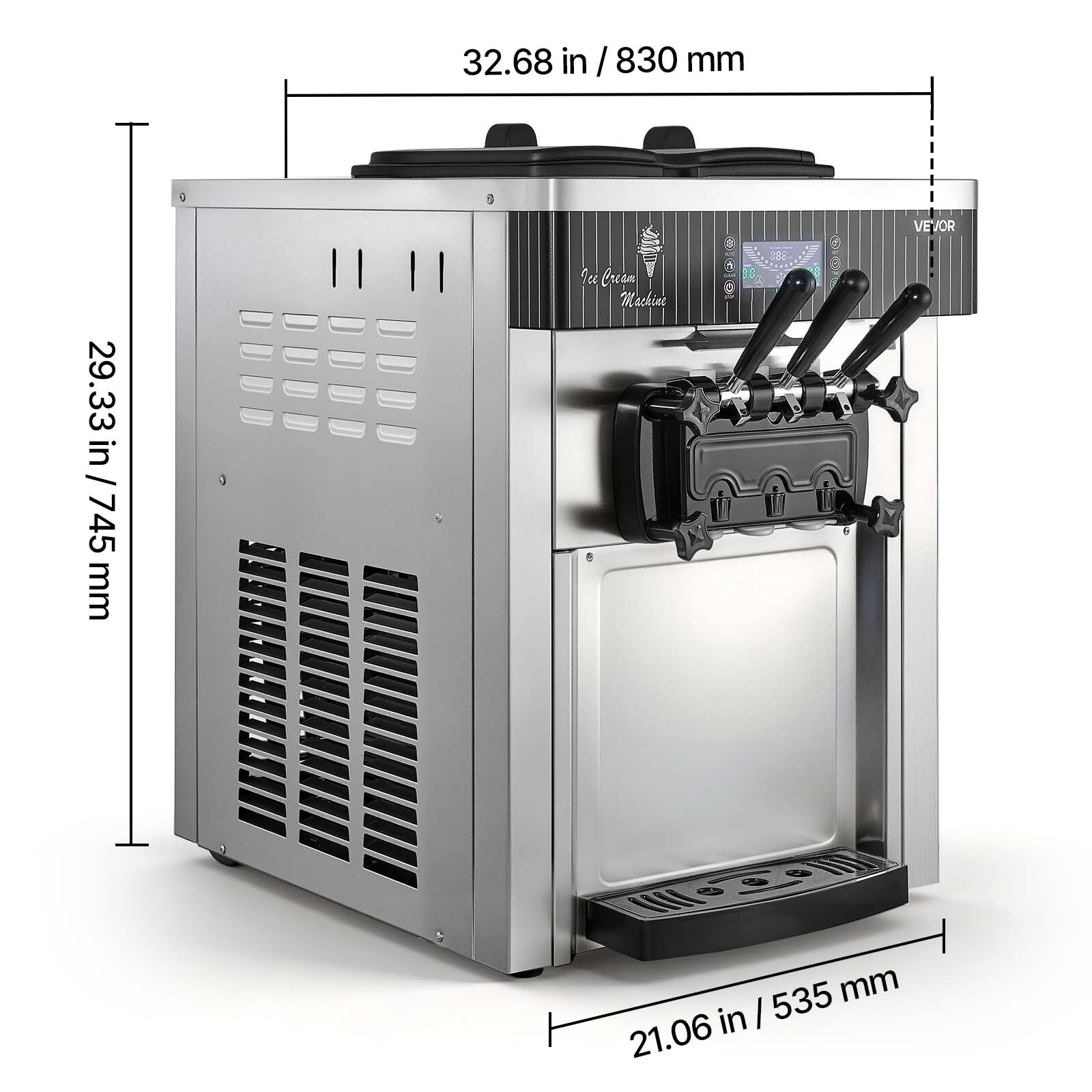 commercial ice cream machine 20 28l h   2200w 3 flavor countertop   ice cream maker pre cooling self cleaning for snack dessert shops Product details 3