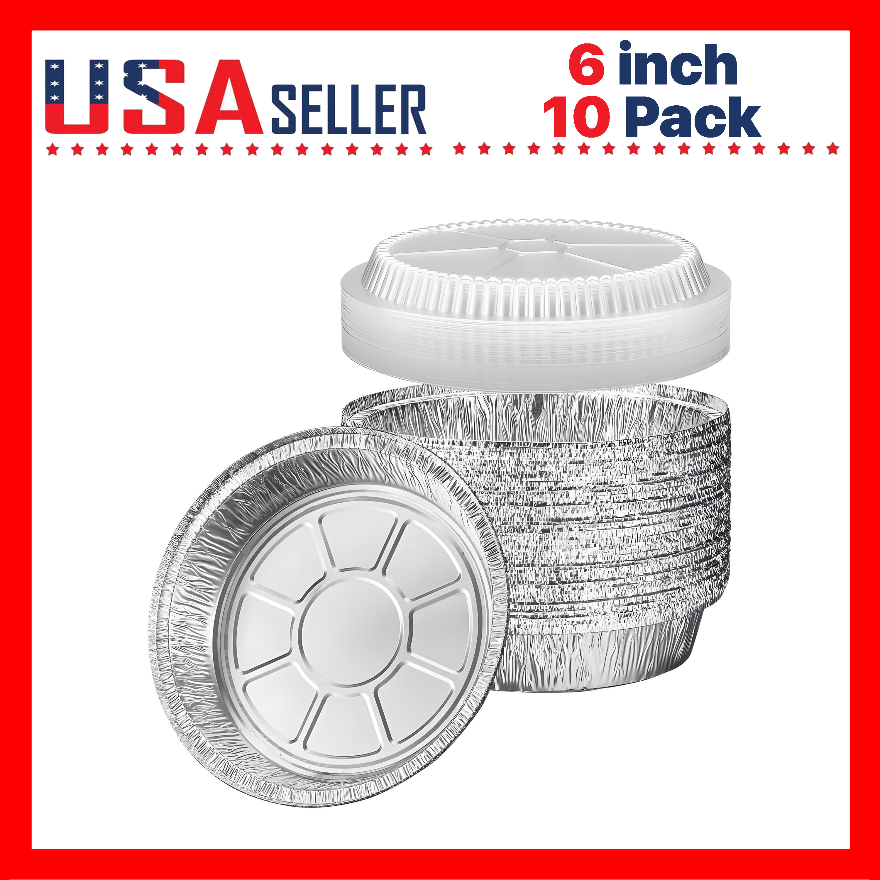 Aluminum Foil Pans With Clear Dome Lids [6 Inch] X [10 Pack] - Disposable Containers, Design, Freezer & Oven Safe, Perfect For Baking, Meal Prep, Food Storage, Reheating, Party Catering & Takeout Use