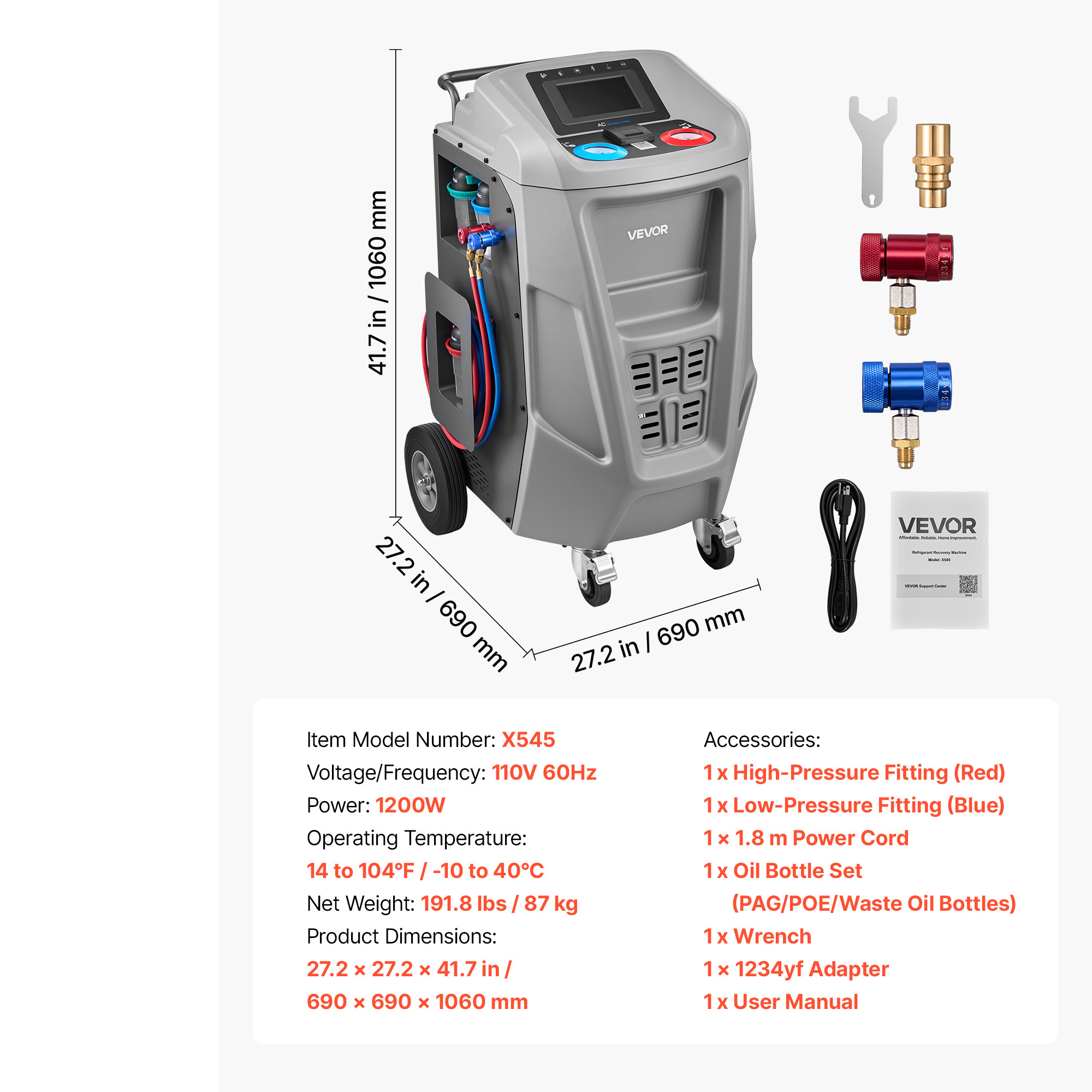 fully automatic refrigerant recovery machine for   98 5   7 inch     vacuum and   machine for standard and high   a   Product details 6