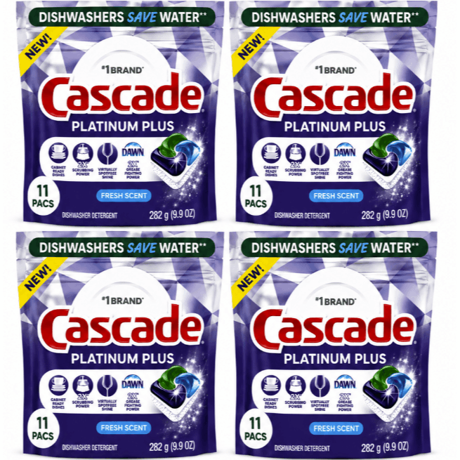 TEMU Dishwasher Detergent , , 11 Each, Powerful Grease Fighting Formula, 4 Pack (44 Total )