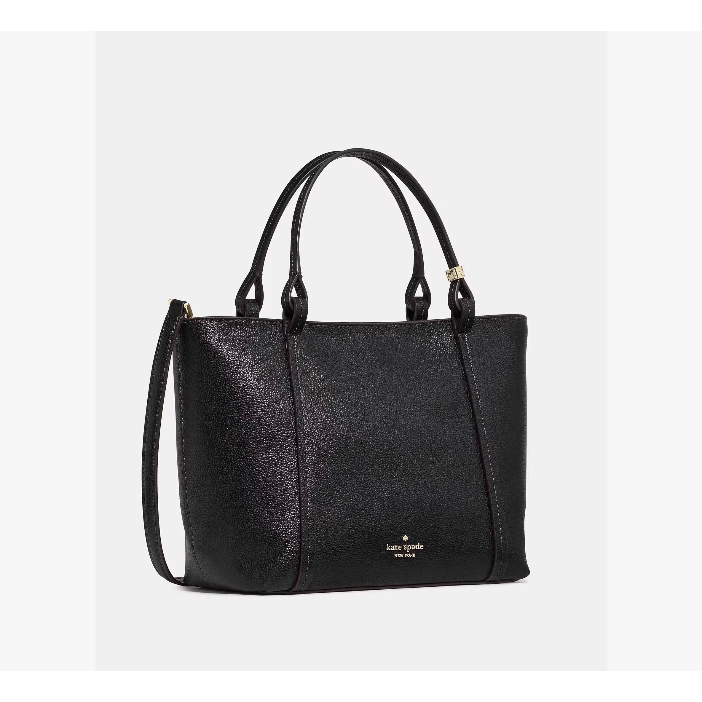 Kate Spade Marlowe Pebbled Leather Small Tote Bag Crossbody Purse for Women (Black)
