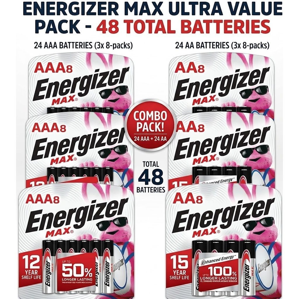 item picture   max aa aaa   batteries   pack long lasting non rechargeable batteries for remotes flashlights and household devices
