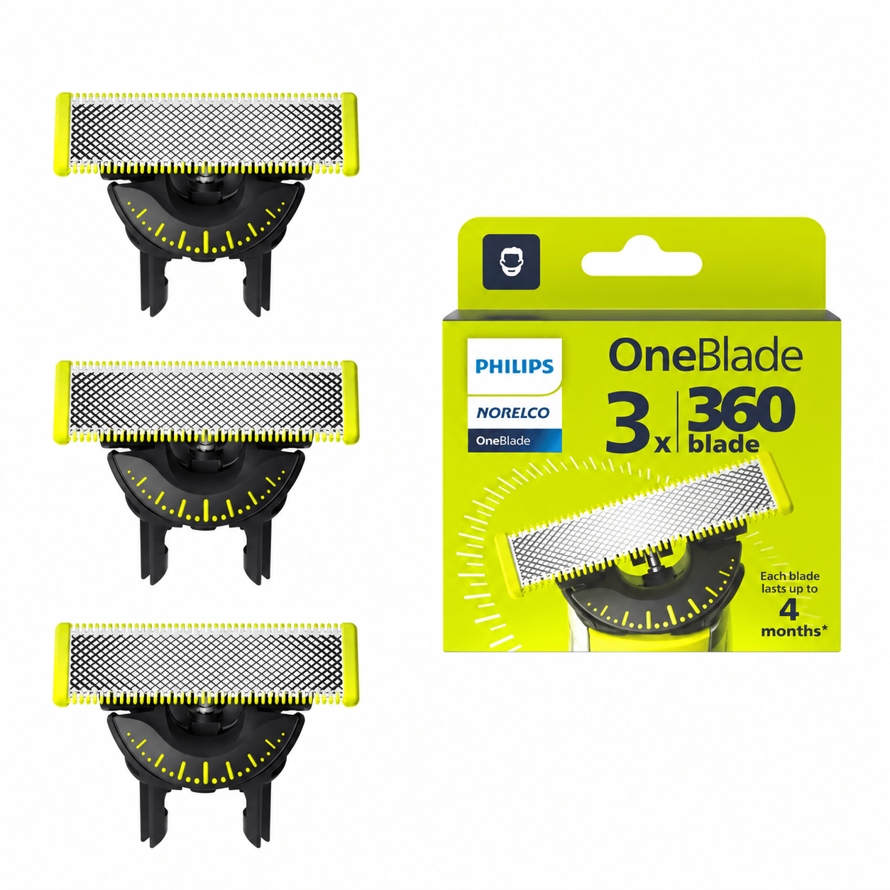 TEMU 360 , Genuine Replacement For Electric Shaver And Trimmer, Durable Stainless Steel, Trim, Edge And Shave, 3 Pack, Qp430/80