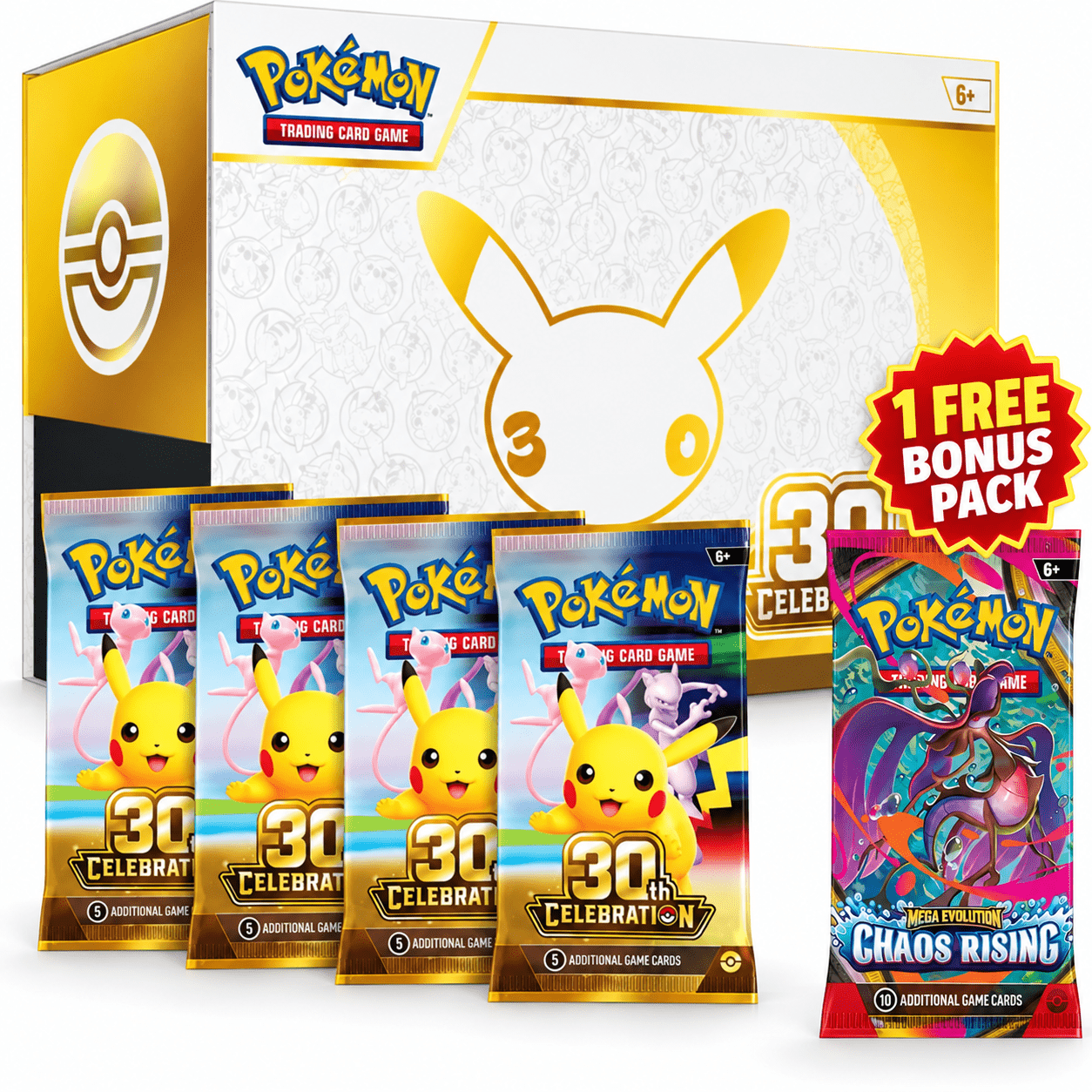 TEMU Tcg: 30th Celebrations Booster Packs + 1 Free Gift!