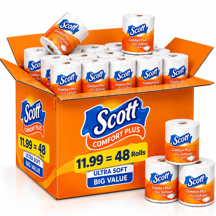 TEMU Scott Plus Toilet Paper, 11.99 Pack =s 45 Regular Rolls Total, Ultra Bathroom Tissue, Premium Plus Bundle, Soft Toilet Paper For Everyday Family