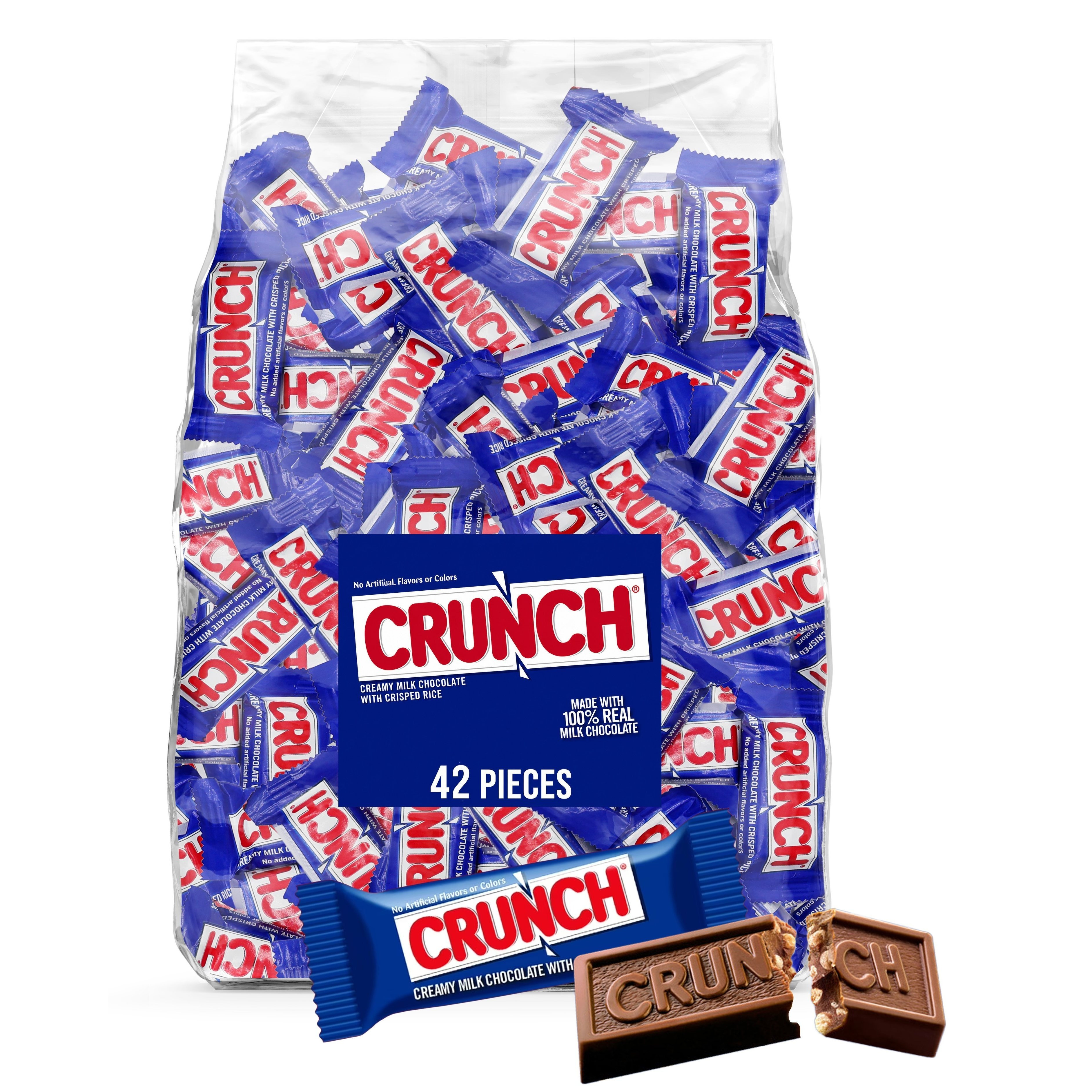 TEMU Crunch Milk Chocolate Candy Bars With Crisped Rice, Individually Wrapped Mini Chocolate Bars, 42 Pieces Bulk Candy For Parties, Candy Bowls,