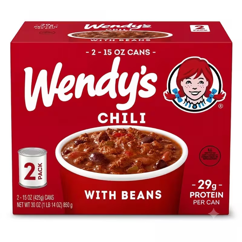 TEMU Wendy's Chili With Beans, 15 Oz Cans, 2 Count Value Pack – Hearty Beef & Bean Chili, Ready-to-heat Comfort Meal, Perfect For Quick Lunches,