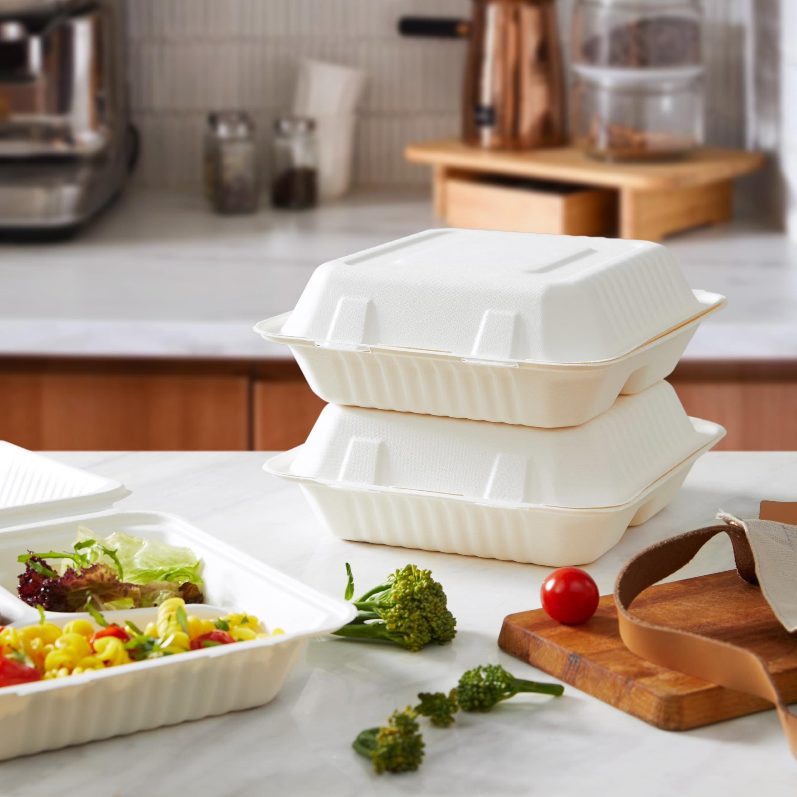 TEMU 50-pack Disposable Food Storage Containers With Hinged Lids, Takeout Containers (single Compartment, 6x6 Inches/6x6 Inches)