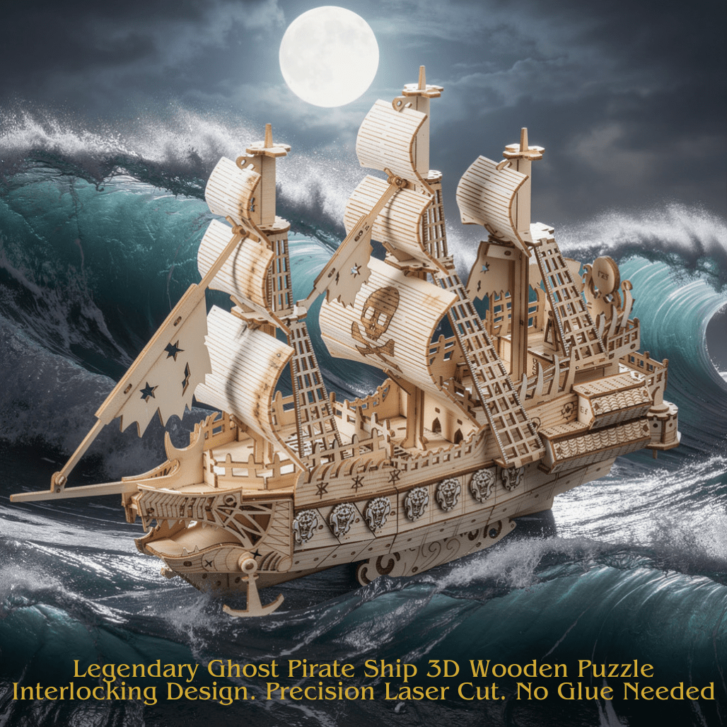 TEMU 269 Pcs Diy 3d Wooden Pirate Ship Puzzle Kit, Laser-cut Sailing Ship Assembly Model, Display Gift For Kids & Adults