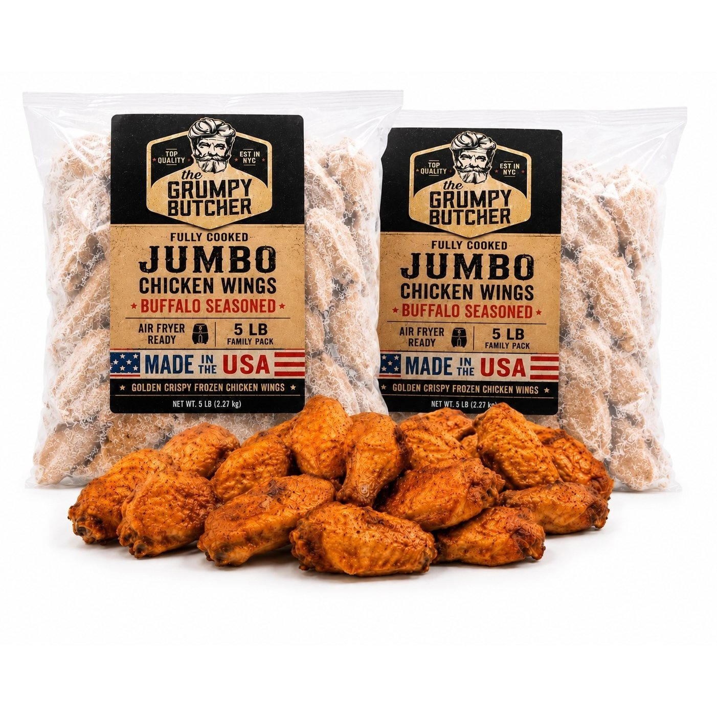 grumpy butcher     wings 2 packs   each   air fryer ready          