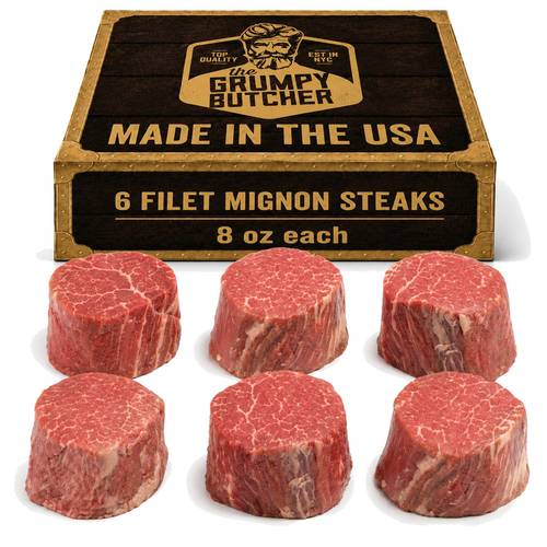 grumpy butcher large steaks 6 pack aged beef tenderloin filets ships