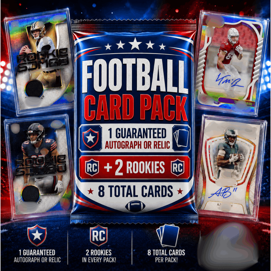 TEMU Football Card Pack | 1 Or Card | 2 Rookie Cards | 8 Total Cards