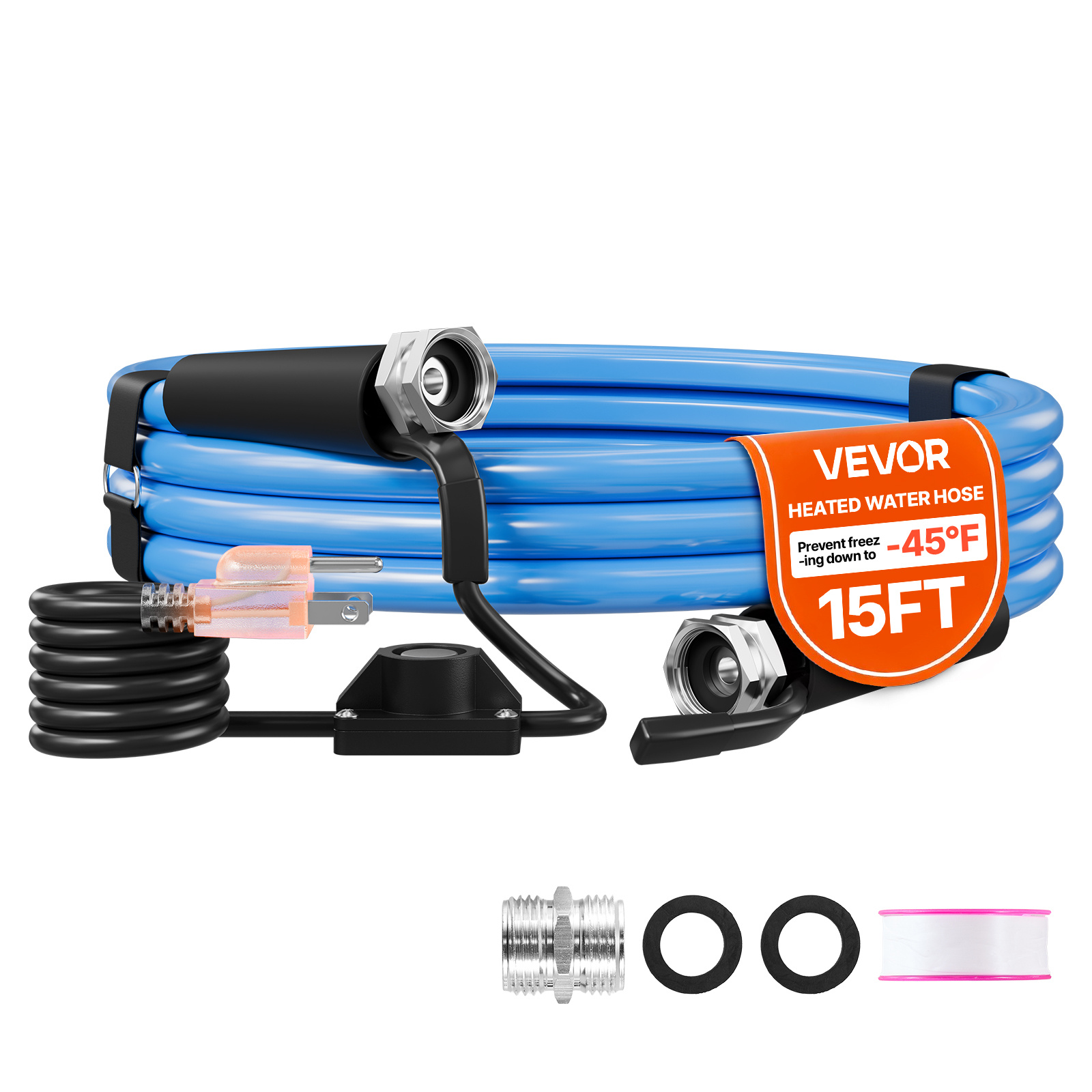 TEMU Vevor 15ft Heated Water Hose For Rv To -45°f Drinking Water Hose, 1/2" Id, , Built-in Thermostat, Freeze & Lead, Fast Heating For Rv