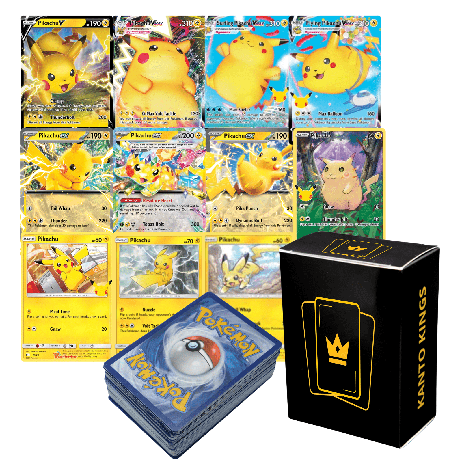 TEMU Royal | 100 Card Gift Set | 1 Pikachu + 3 Ultra + 20 Holographic Cards In Bundle! | Deck Box + Stickers