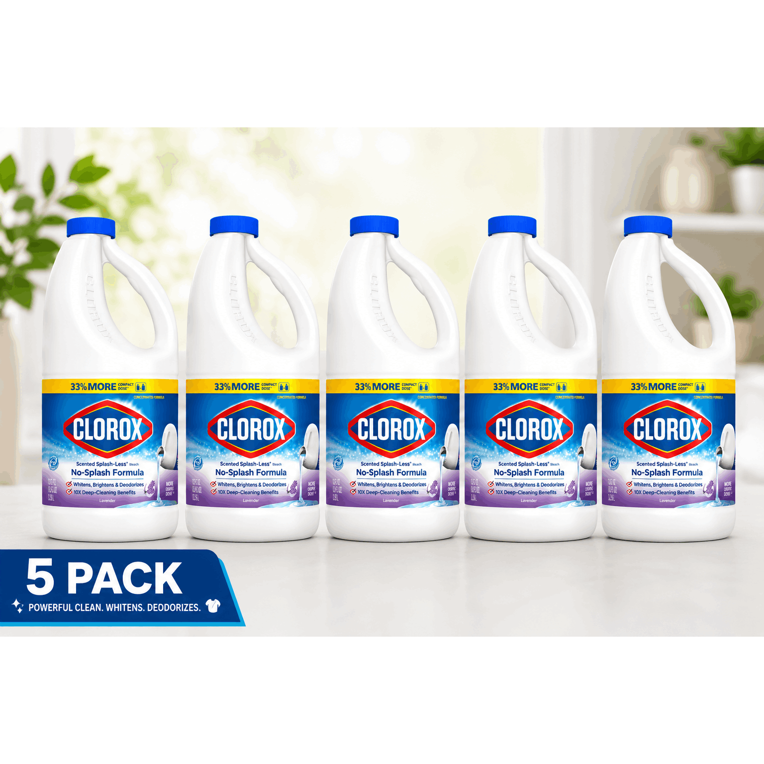 TEMU Clorox Bleach, Concentrated Formula, Lavender Scent, 40 Ounce Bottle - Pack Of 5 (package May )