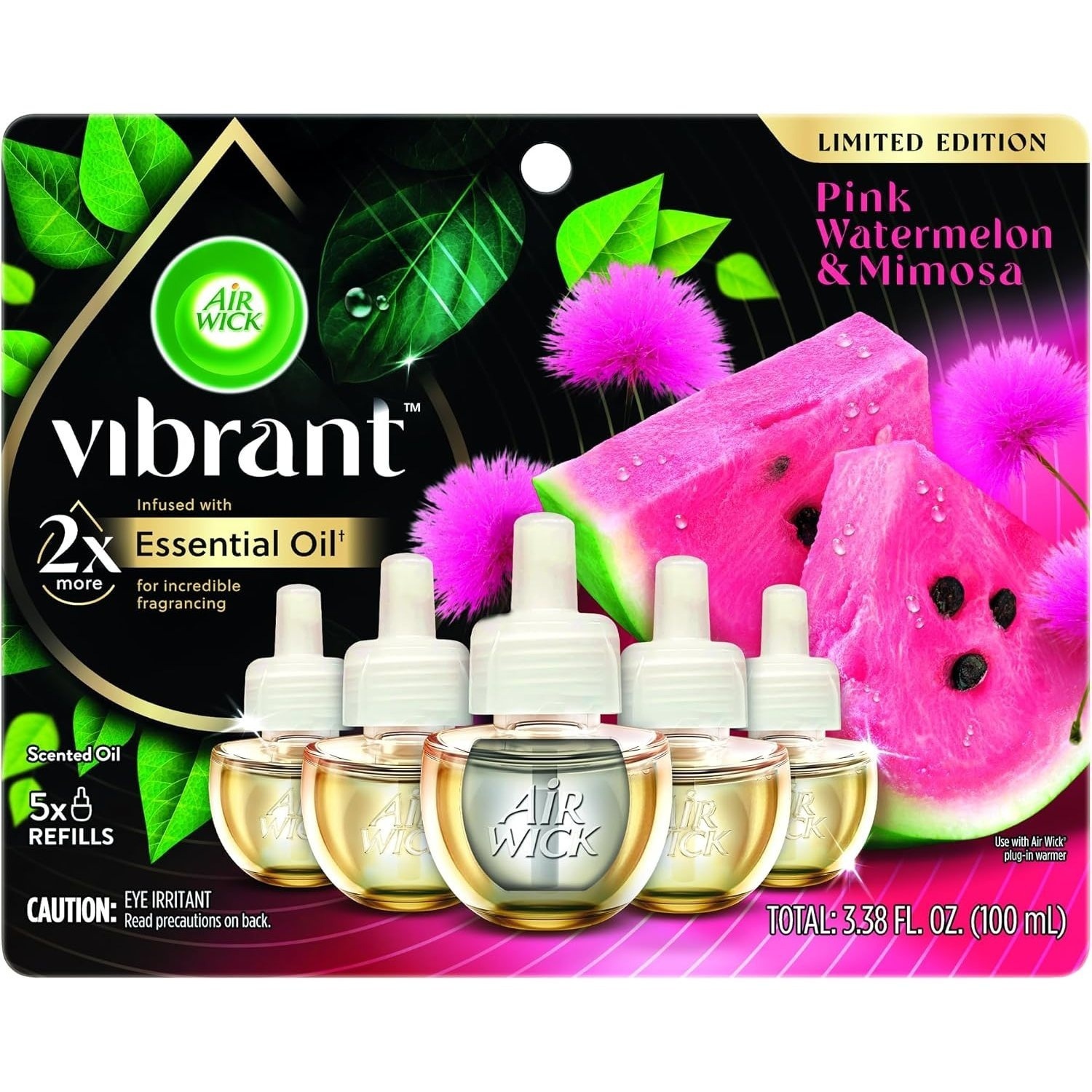 TEMU Vibrant Scented Oil Refills, Pink Watermelon & Mimosa, Edition, 5 Refills, 3.38 Fl Oz Total, Warmer Not Included
