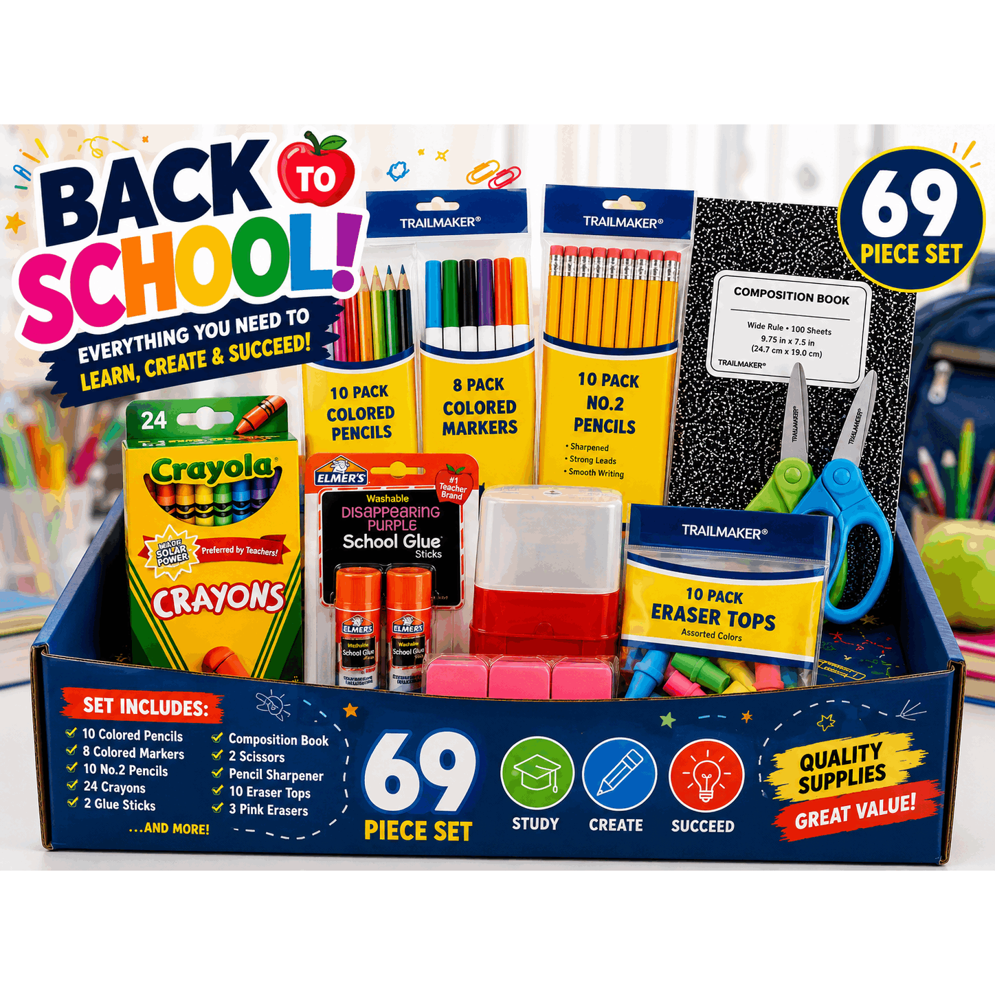 back to school essentials supplies kit bundle for students 69 piece first day of school must have set with notebooks pencils folders more
