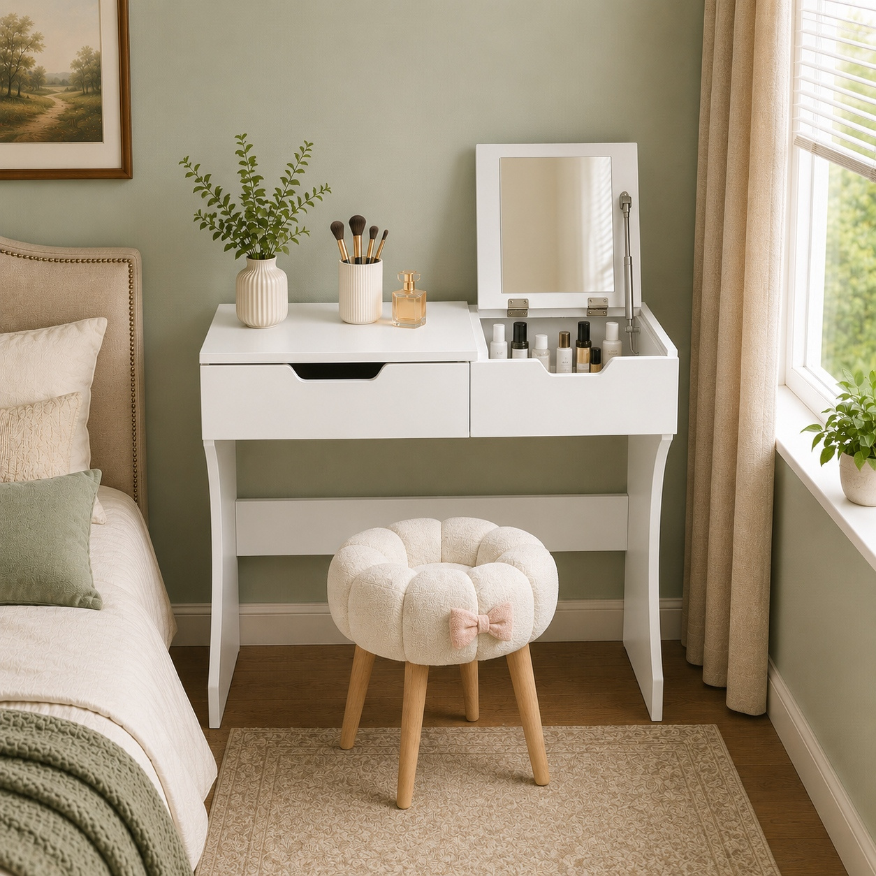 ladies dressing table girl sold on Temu United States Wooden dressing