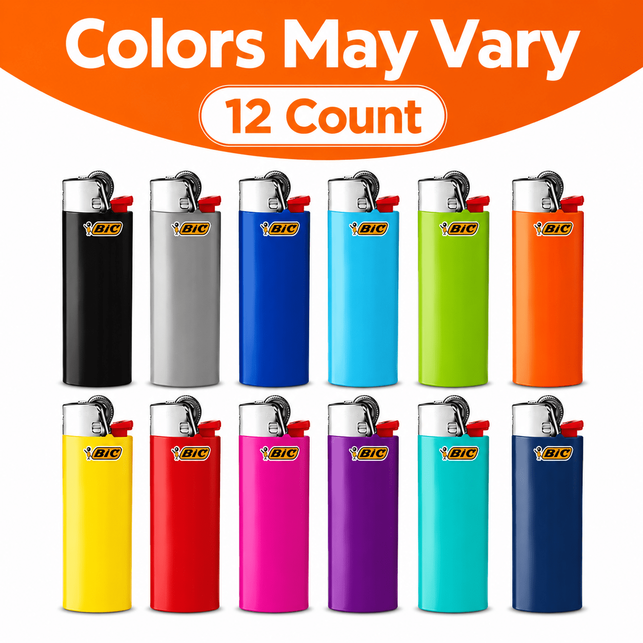 TEMU Disposable Lighters 12 Pack | Assorted Colors | Pack
