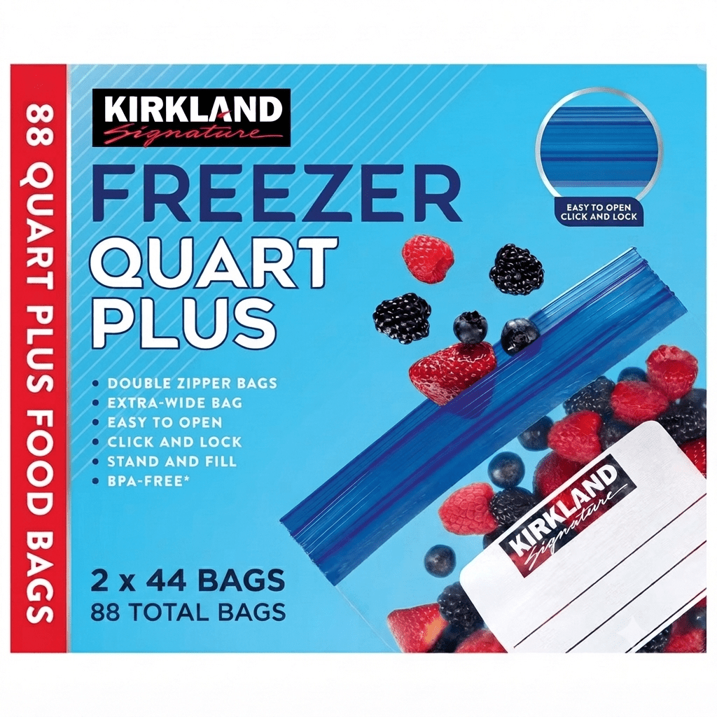 TEMU Signature Freezer Quart Plus Bags, Double Zipper 88 Count 2 Pack
